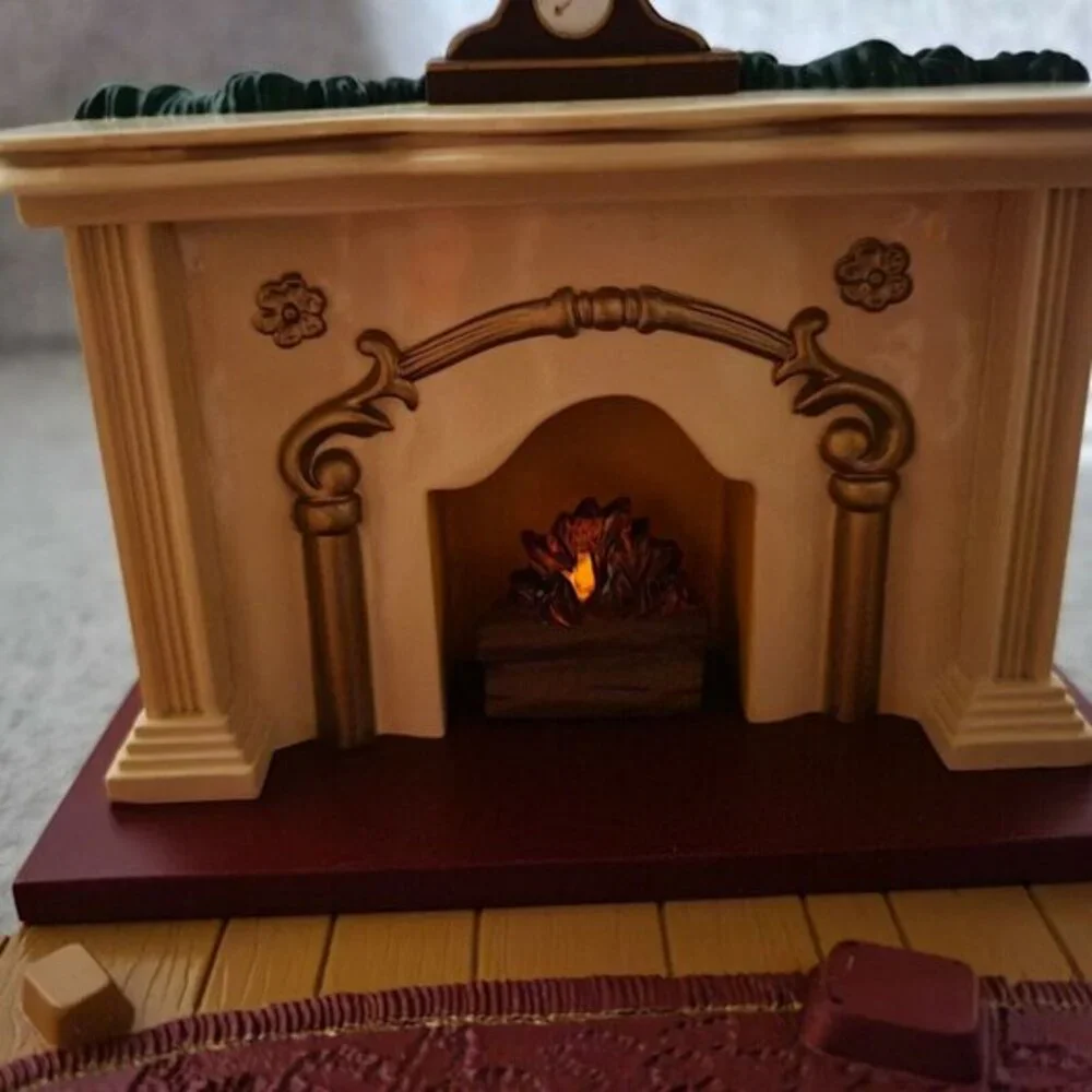 Hallmark 1993 Bearinger Flickering Fireplace Working Lit Tabletop Display Vtg‎